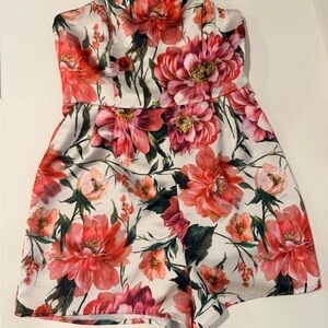 Express Strapless Floral Romper